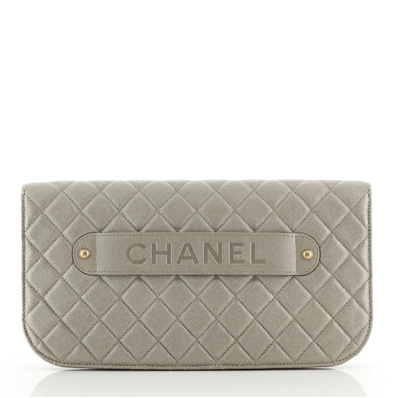 Chanel Pearl Full Flap Clutch Quilted Lambskin In Good Condition In NY, NY