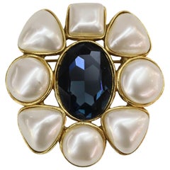 Chanel Pearl Gripoix Flower Brooch Col 26 1980's