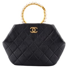 Chanel Pearl Handle Clutch Quilted Lambskin