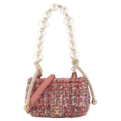 Chanel Pearl Handle Flap Bag Quilted Tweed Mini