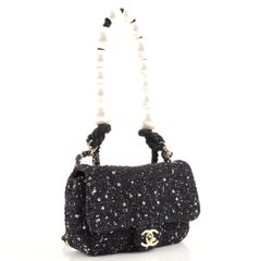 Chanel Pearl Handle Flap Bag Tweed Mini