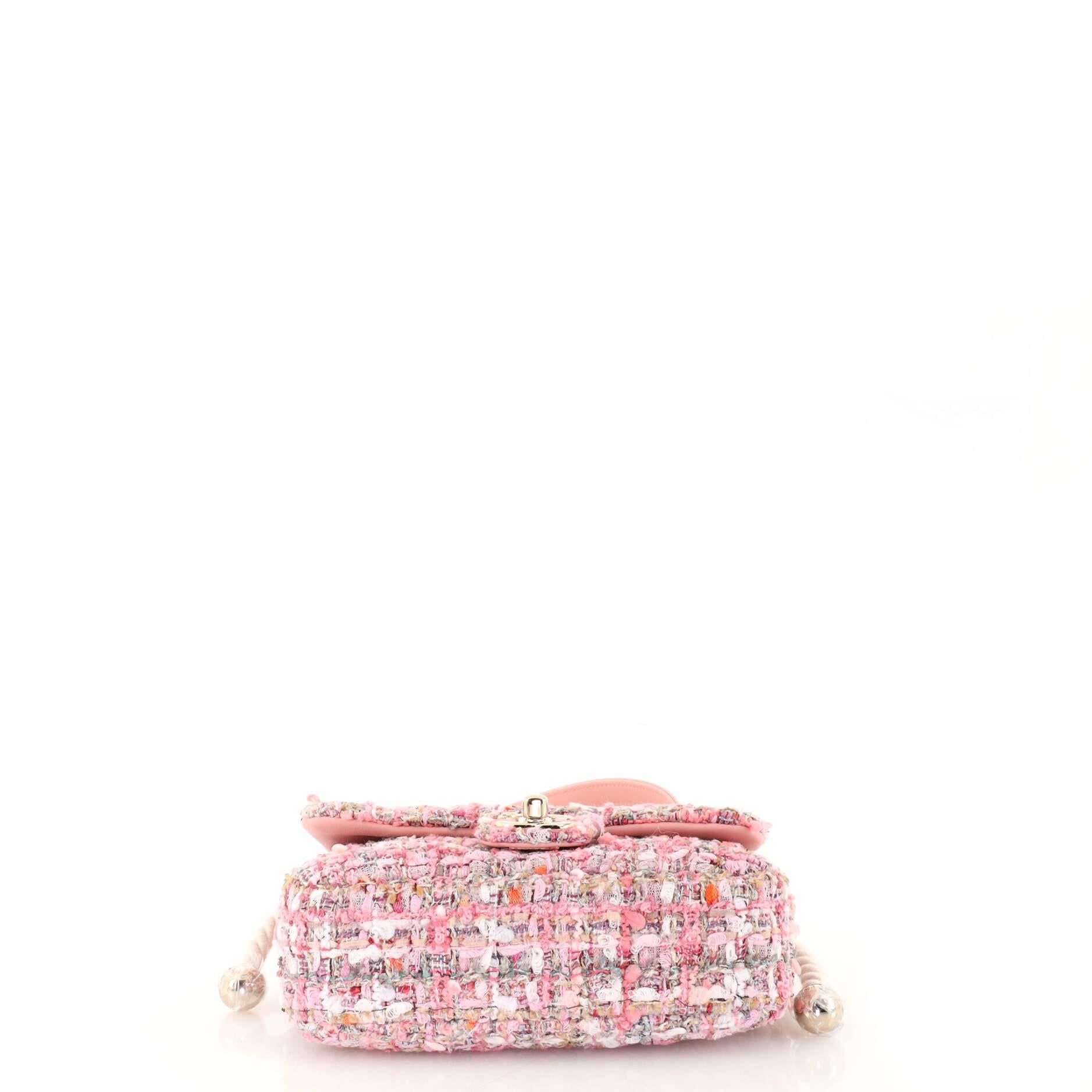 Women's or Men's Chanel Pearl Handle Flap Bag Tweed Mini