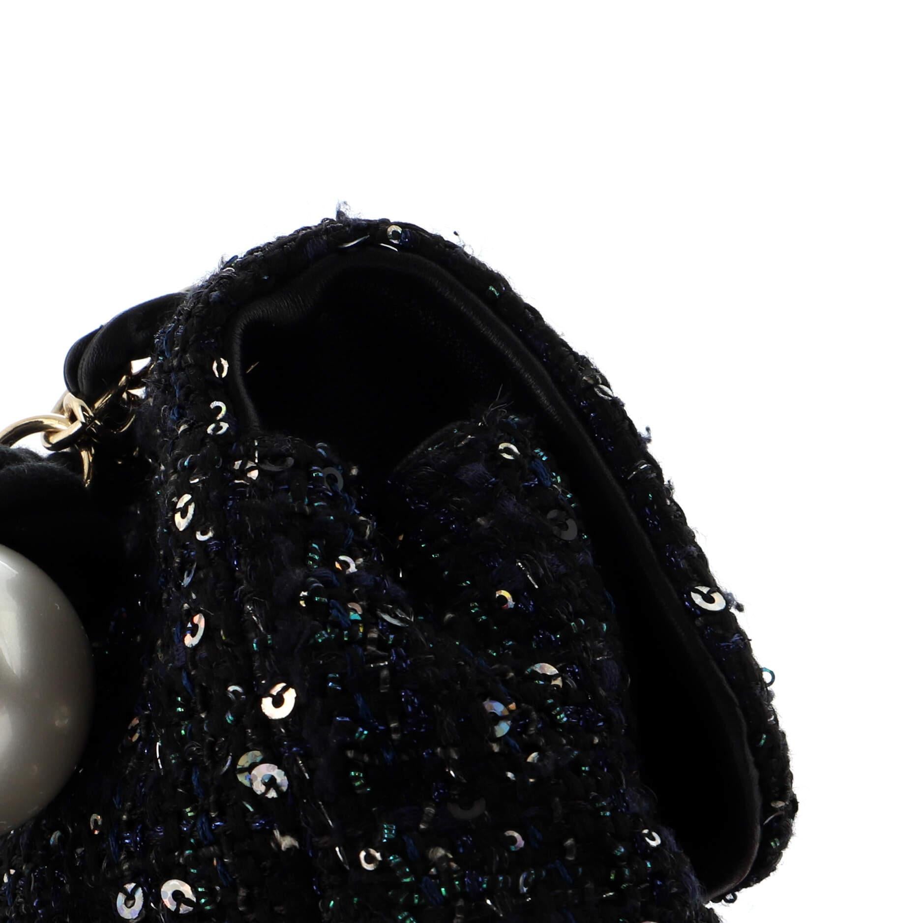 Chanel Pearl Handle Flap Bag Tweed Mini 3