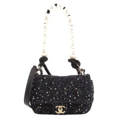 Chanel Pearl Handle Flap Bag Tweed Mini