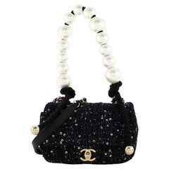 Chanel Pearl Handle Flap Bag Tweed Mini