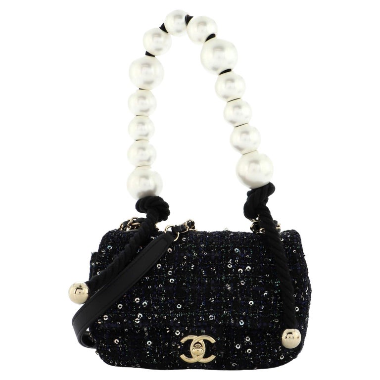 Chanel Pearl Handle Flap Bag Tweed Mini at 1stDibs