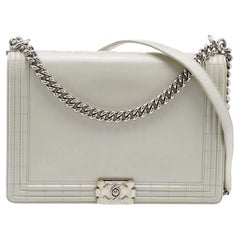 Chanel Pearl Iridescent Glazed Leather Large Reverso Boy Flap Bag