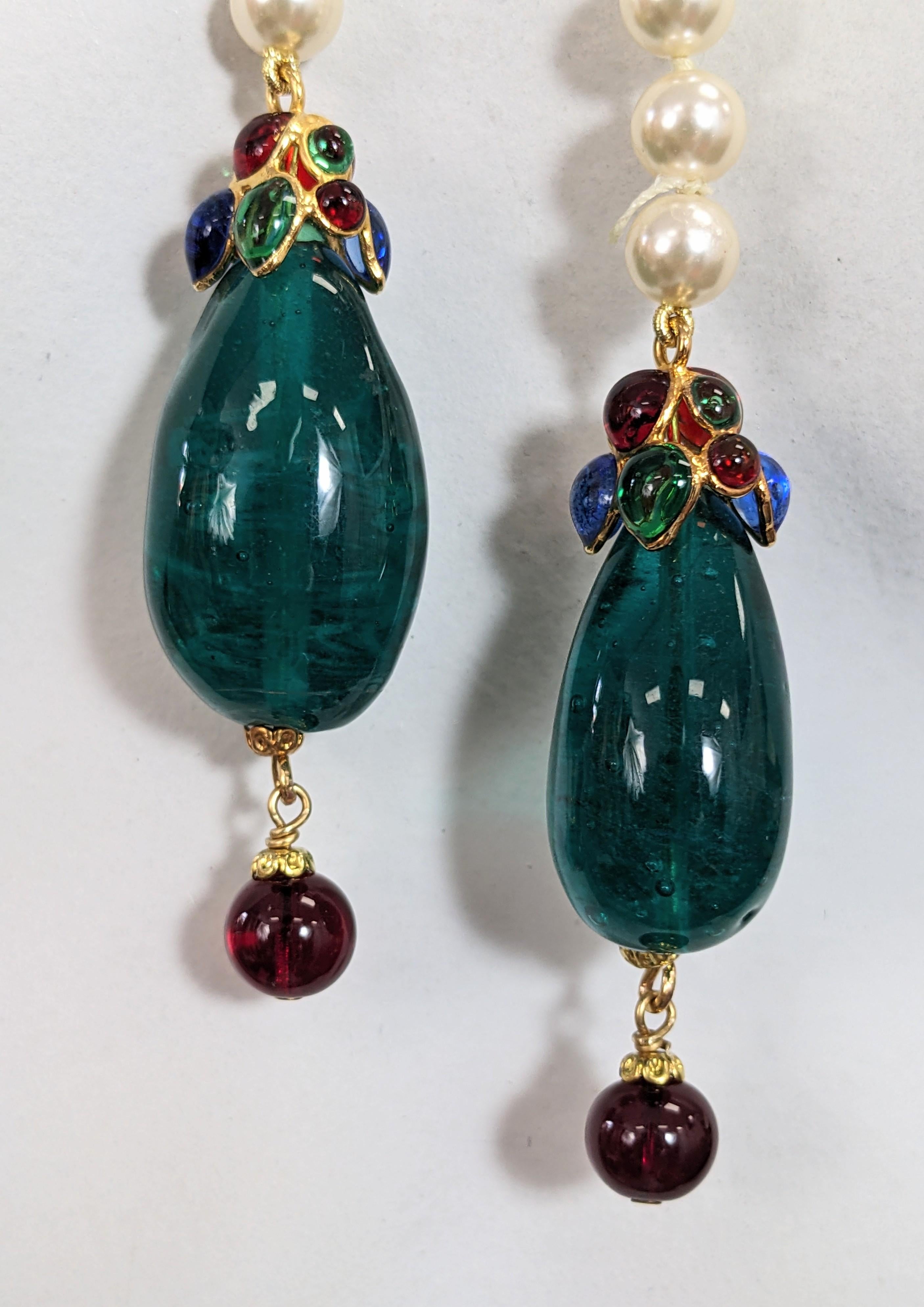Lariat di perle Chanel con gocce di paté de verre, Maison Gripoix in vendita 6