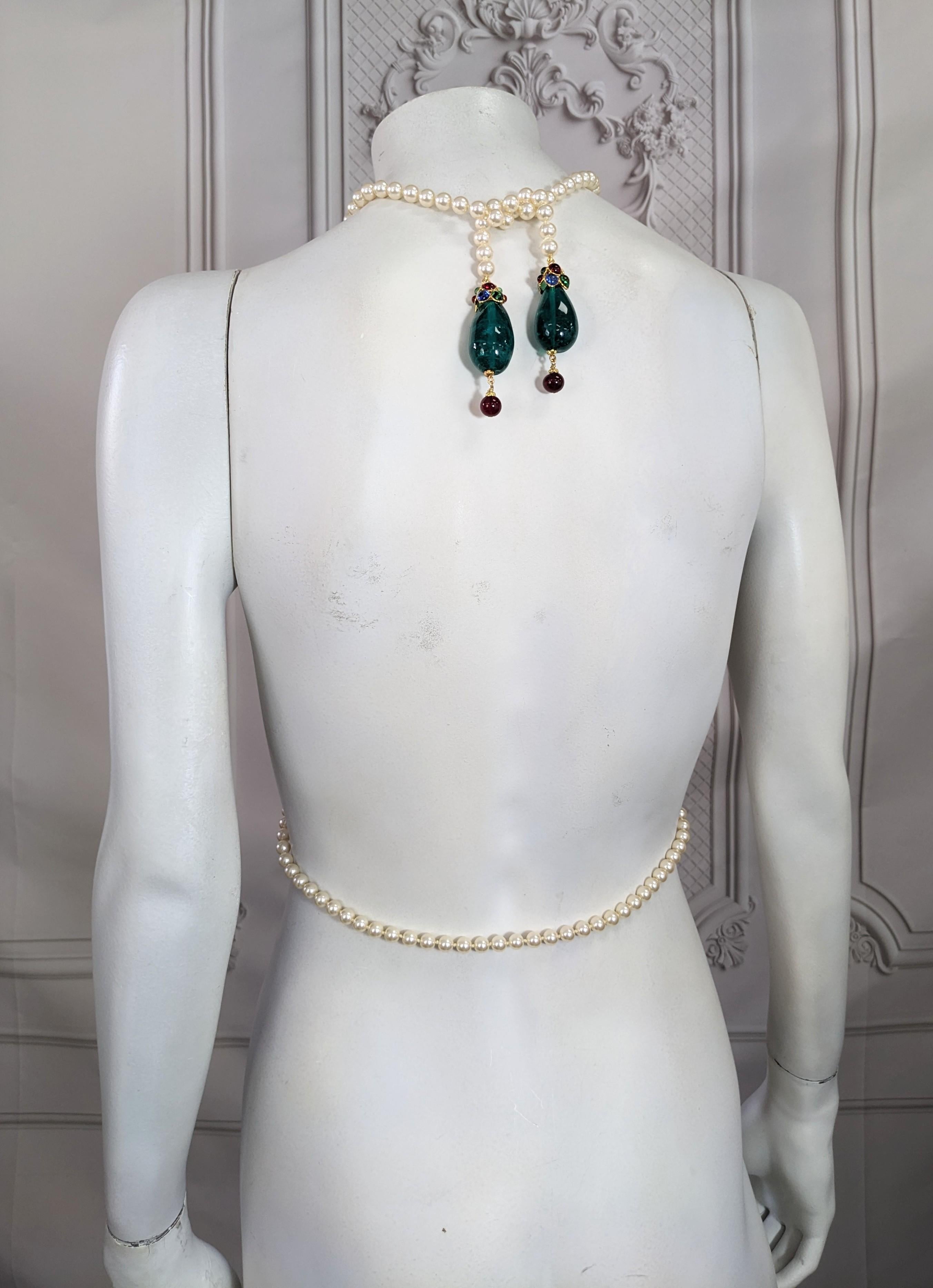 Lariat di perle Chanel con gocce di paté de verre, Maison Gripoix in vendita 9