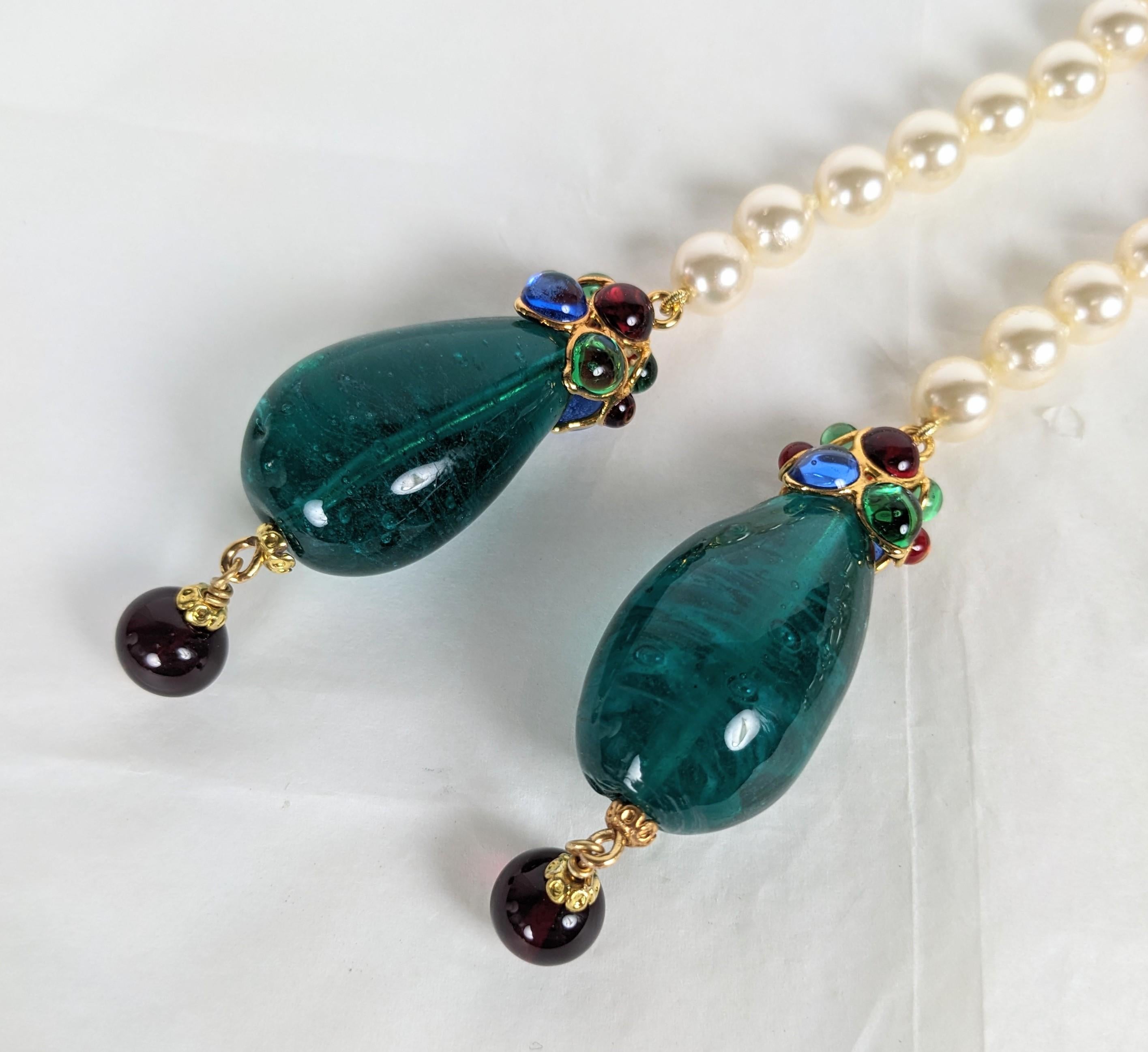 da uomo o donna Lariat di perle Chanel con gocce di paté de verre, Maison Gripoix in vendita