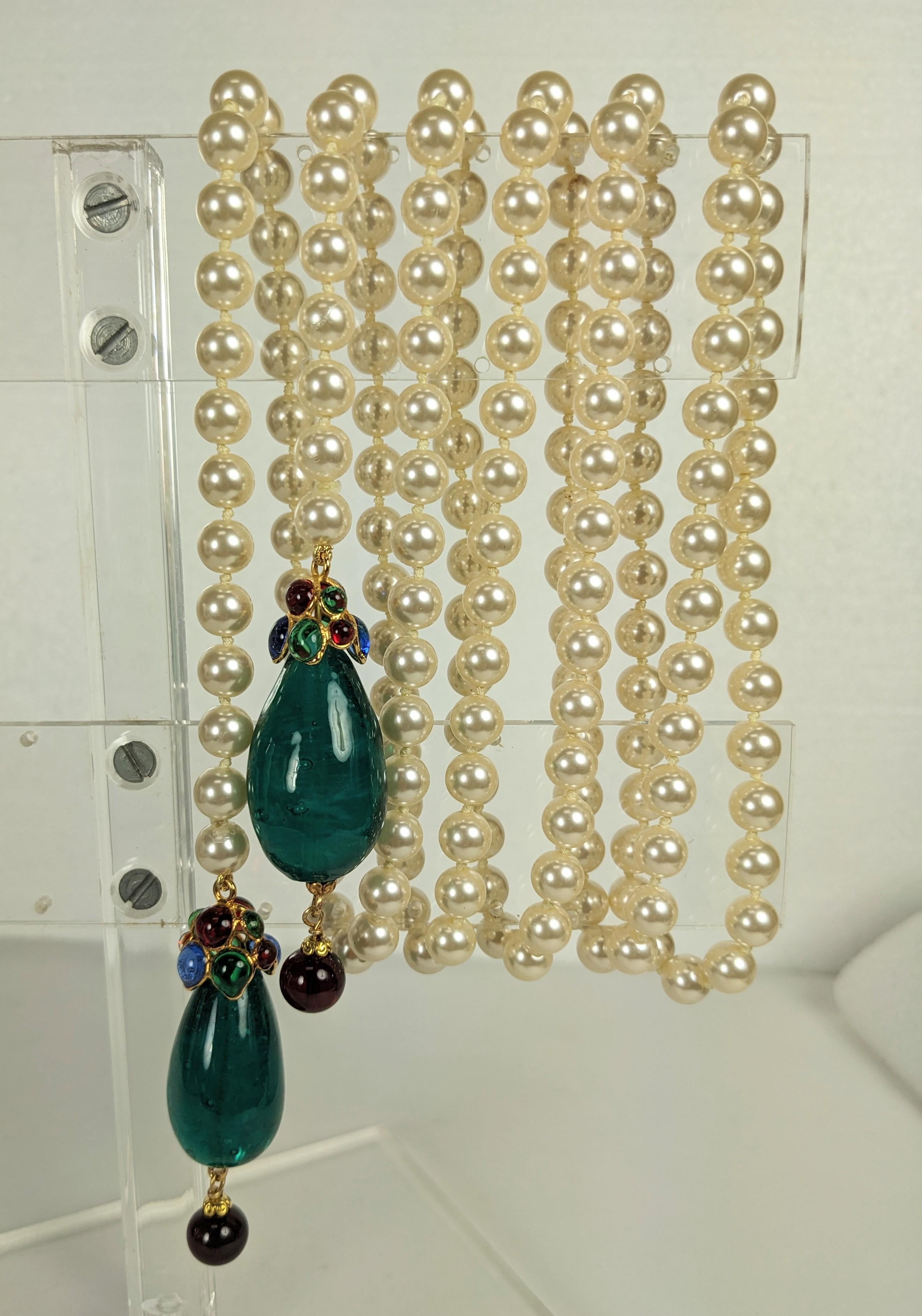 Lariat di perle Chanel con gocce di paté de verre, Maison Gripoix in vendita 1