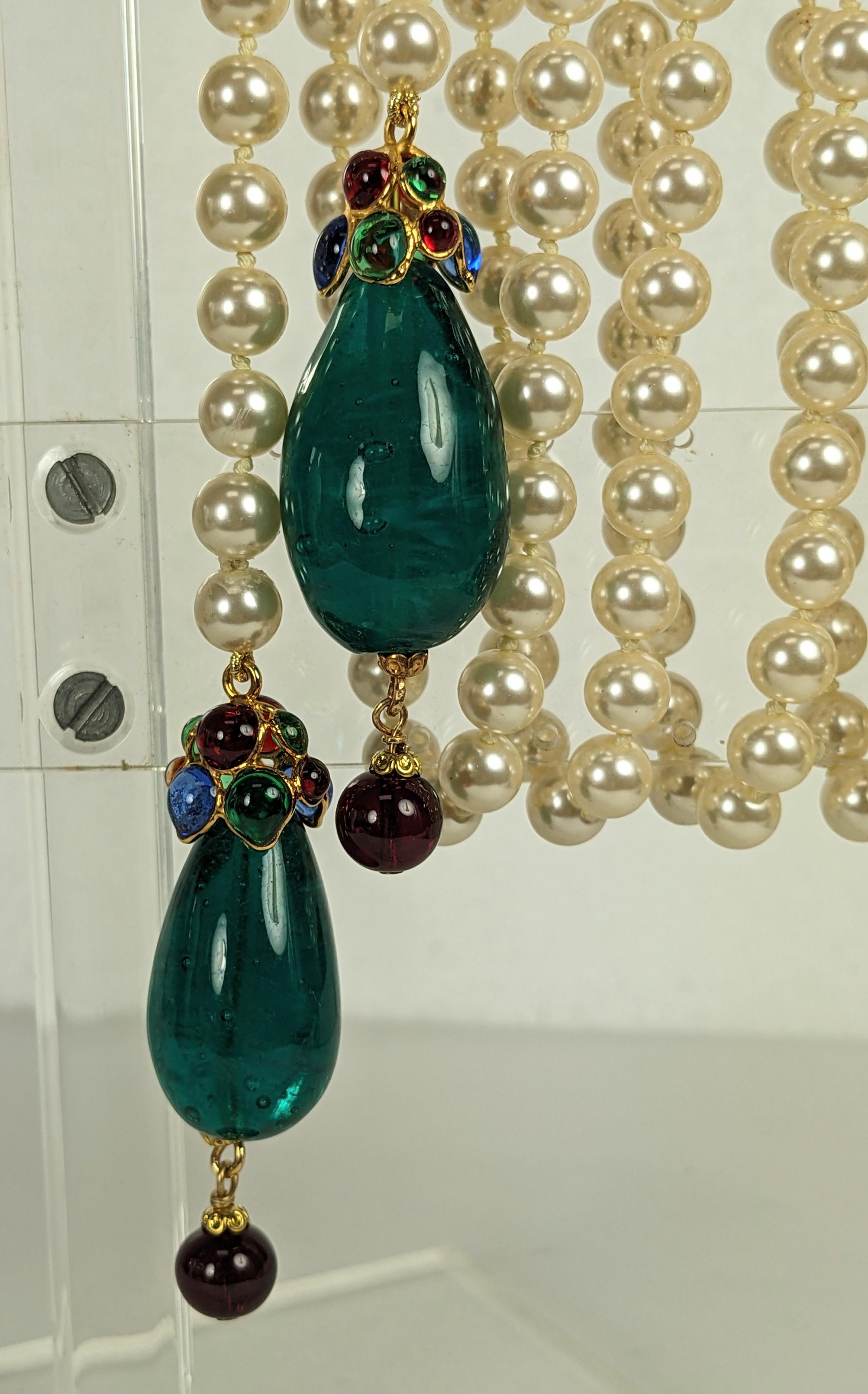 Lariat di perle Chanel con gocce di paté de verre, Maison Gripoix in vendita 2