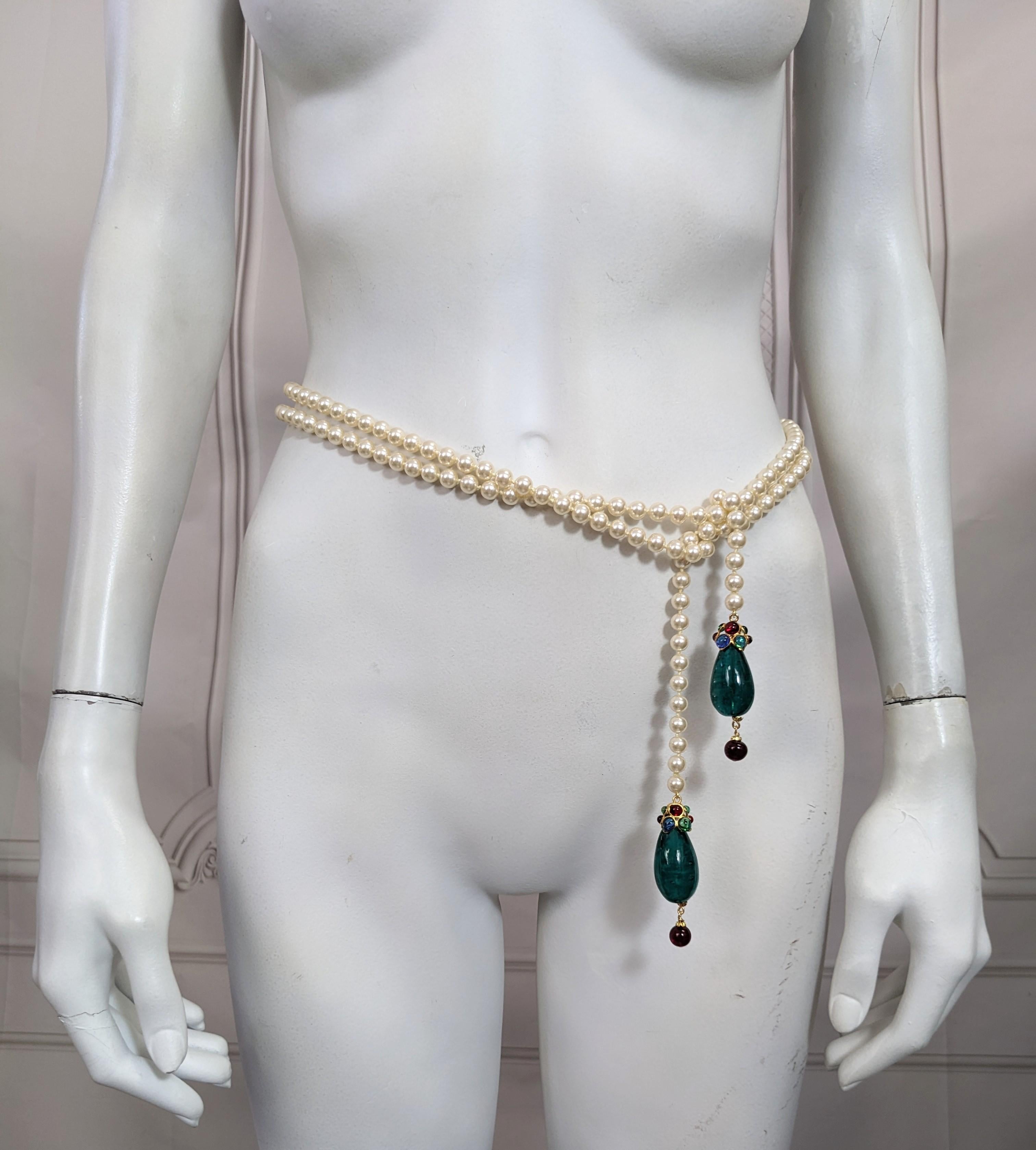 Lariat di perle Chanel con gocce di paté de verre, Maison Gripoix in vendita 3