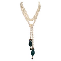 Lariat di perle Chanel con gocce di paté de verre, Maison Gripoix