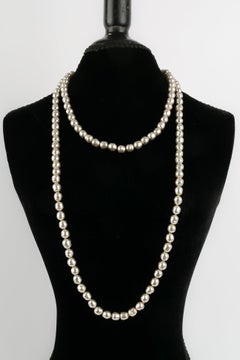 Chanel Pearl Necklace in Light Gray