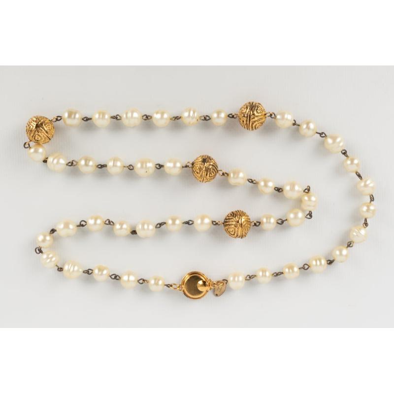 Chanel Pearl Necklace/Sautoir with Costume Pearls, 1985 For Sale 1