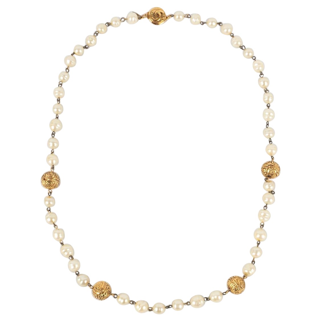 Chanel Pearl Necklace/Sautoir with Costume Pearls, 1985