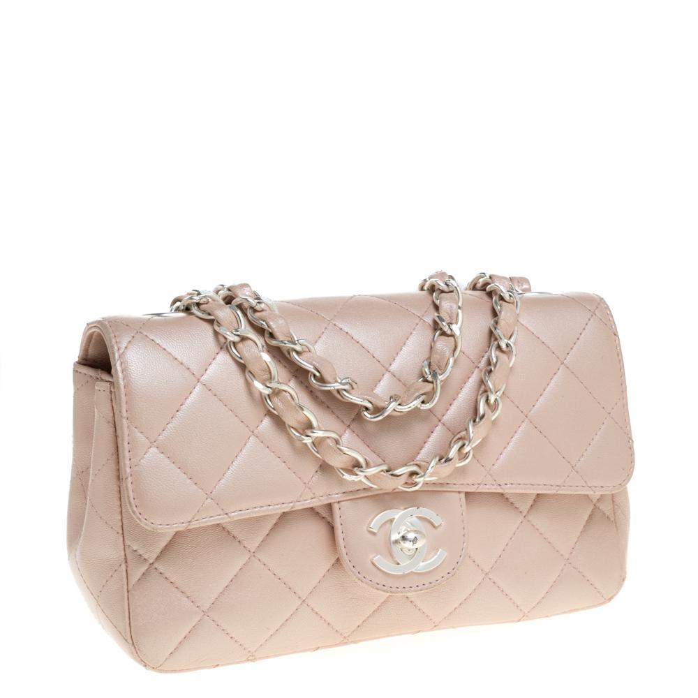 Beige Chanel Pearl Quilted Leather Extra Mini Classic Flap Bag