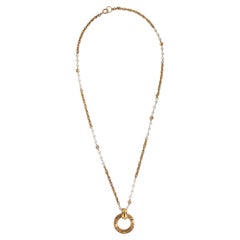 Chanel Pearl Rhinestone Gold 24k Plate Vintage Necklace
