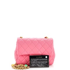 Chanel Pearl Samba Resin Chain Square Flap Bag Quilted Lambskin Mini