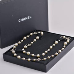 Chanel Pearl Sautoir Necklace with Five CC Logos