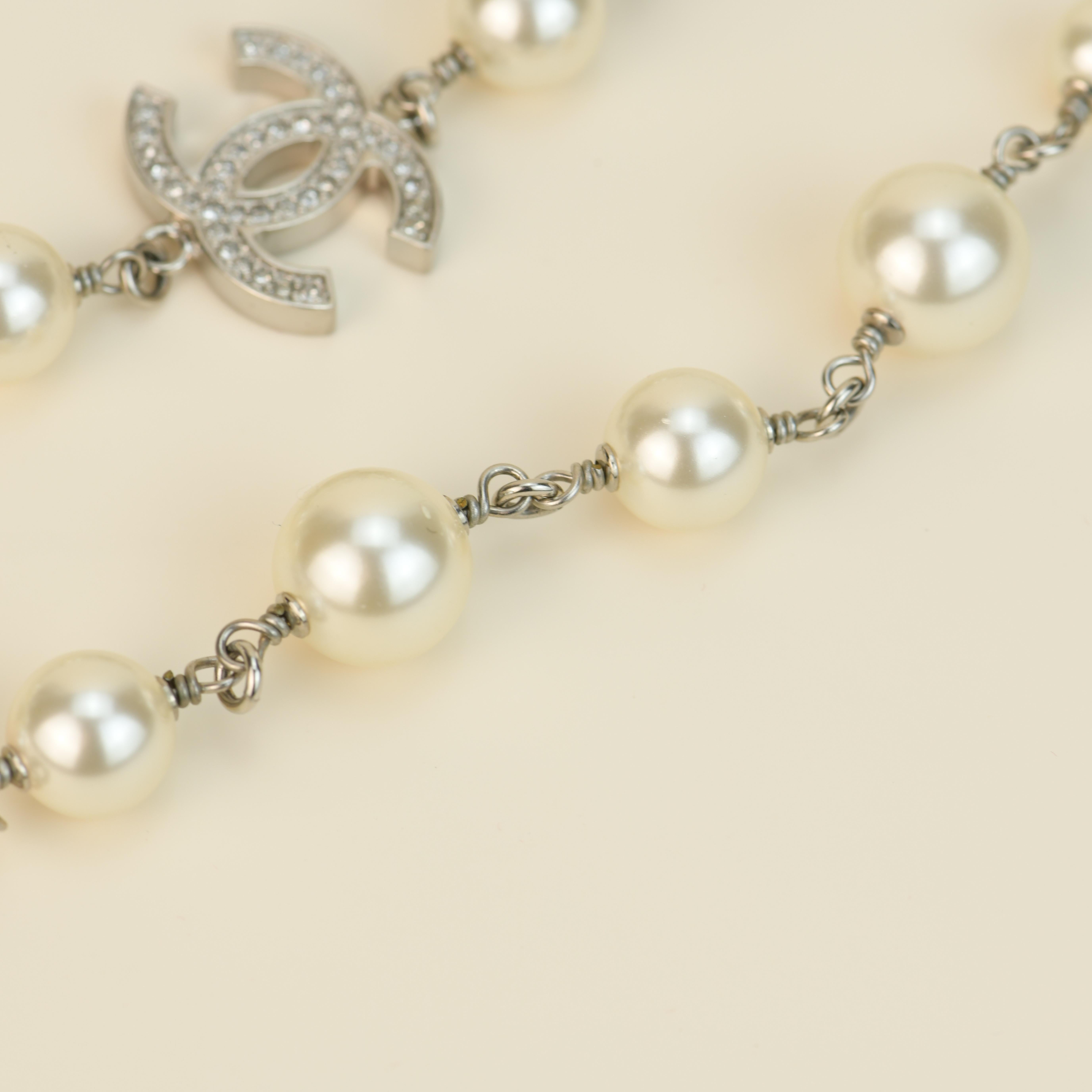 Chanel Pearl Sautoir Necklace with Five CC Logos 1