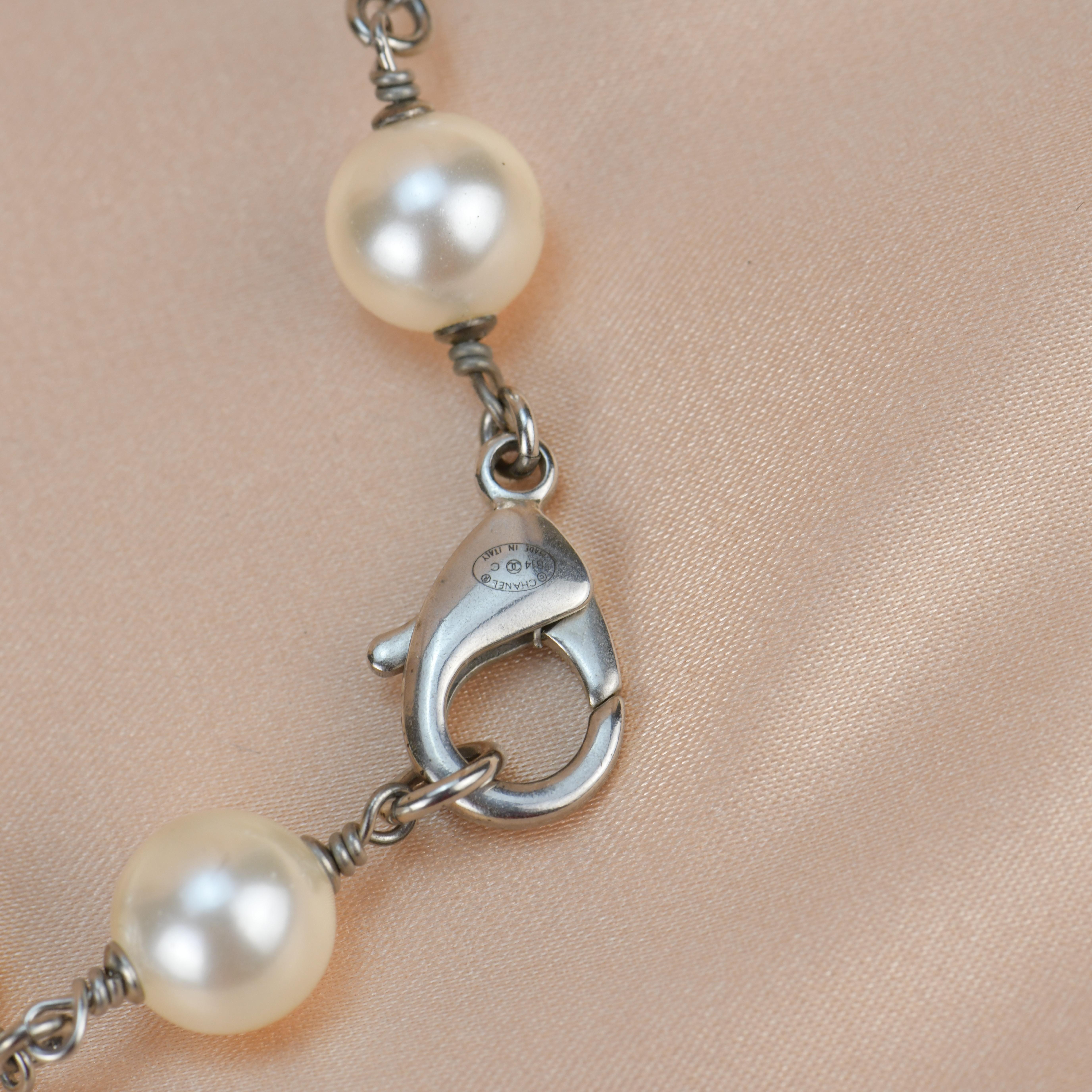 Chanel Pearl Sautoir Necklace with Three Big CC Logos 4