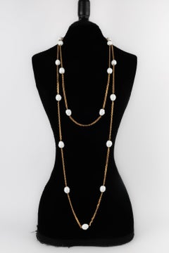 Chanel Pearl Sautoir / Necklace with White Glass Pearls, Fall-Winter 1996