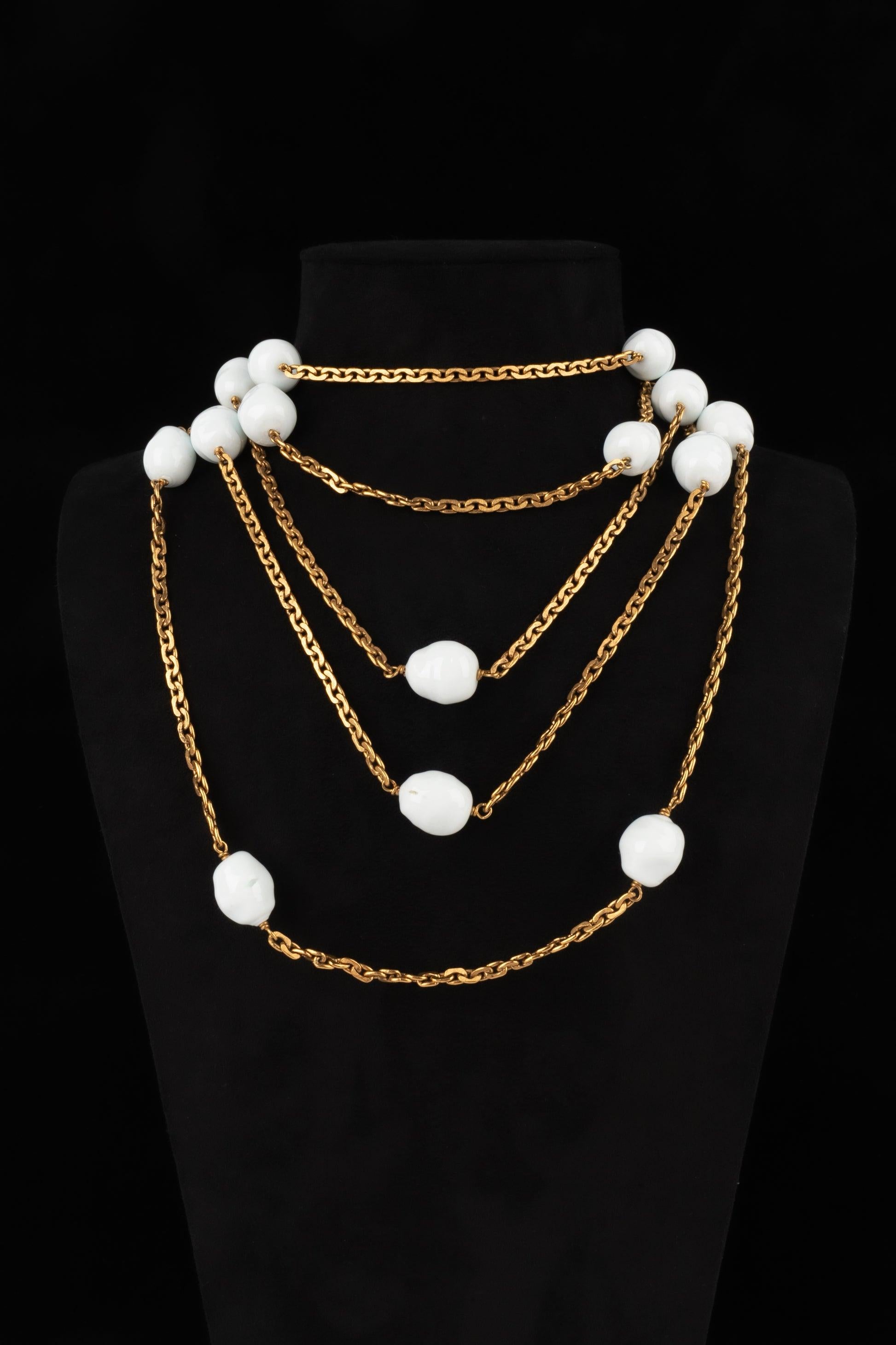 Chanel Pearl Sautoir / Collana con perle di vetro bianche, Autunno-Inverno 1996 in vendita 1