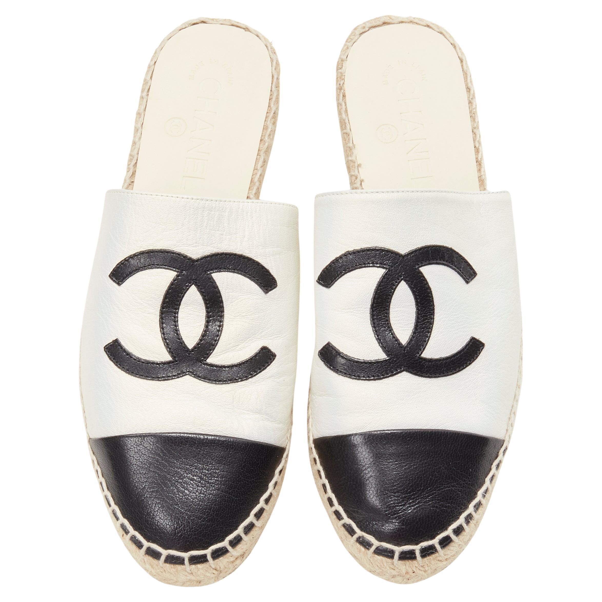 white chanel mules