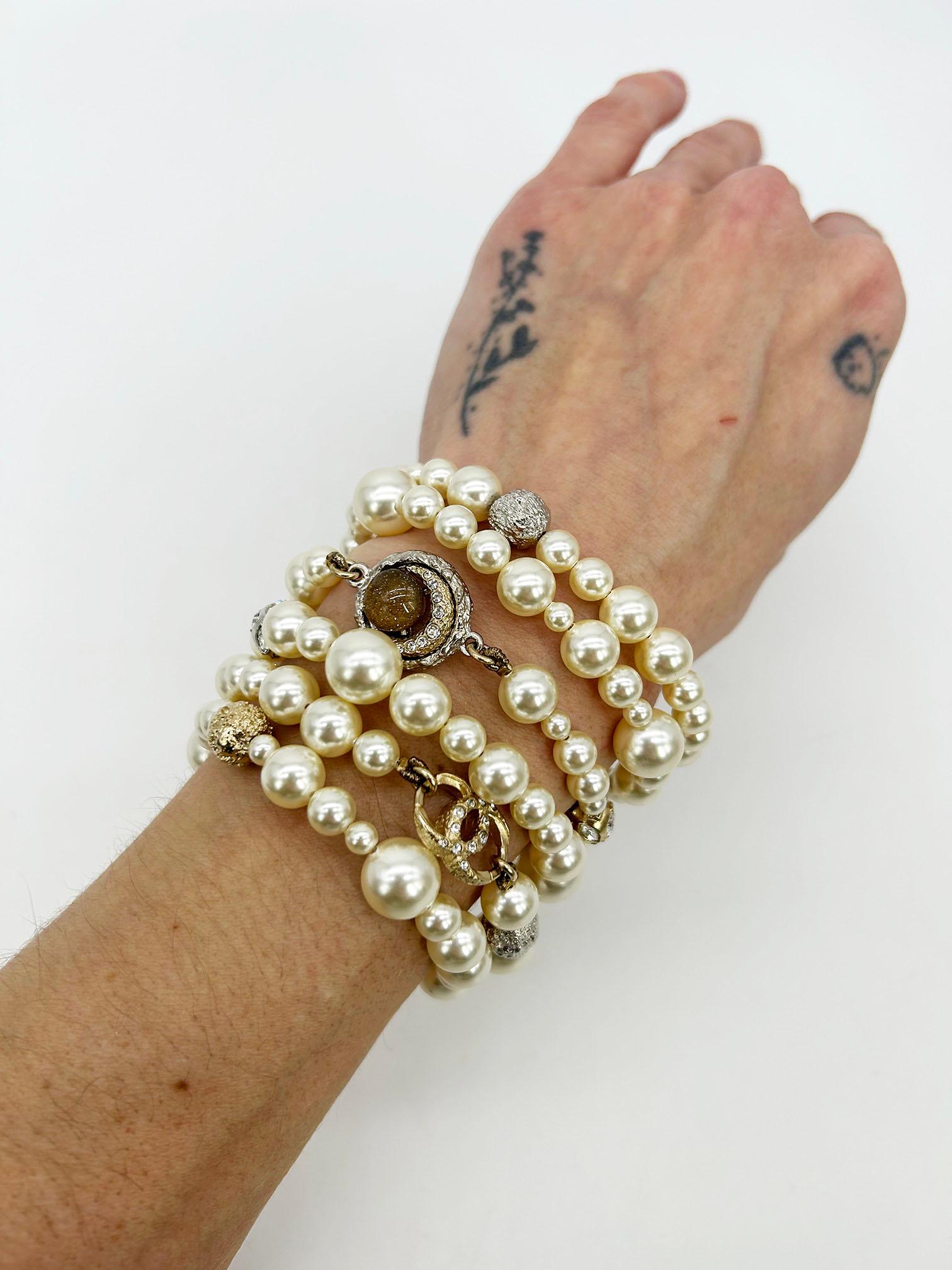 Chanel Pearl Strand Charm Bracelet For Sale 8