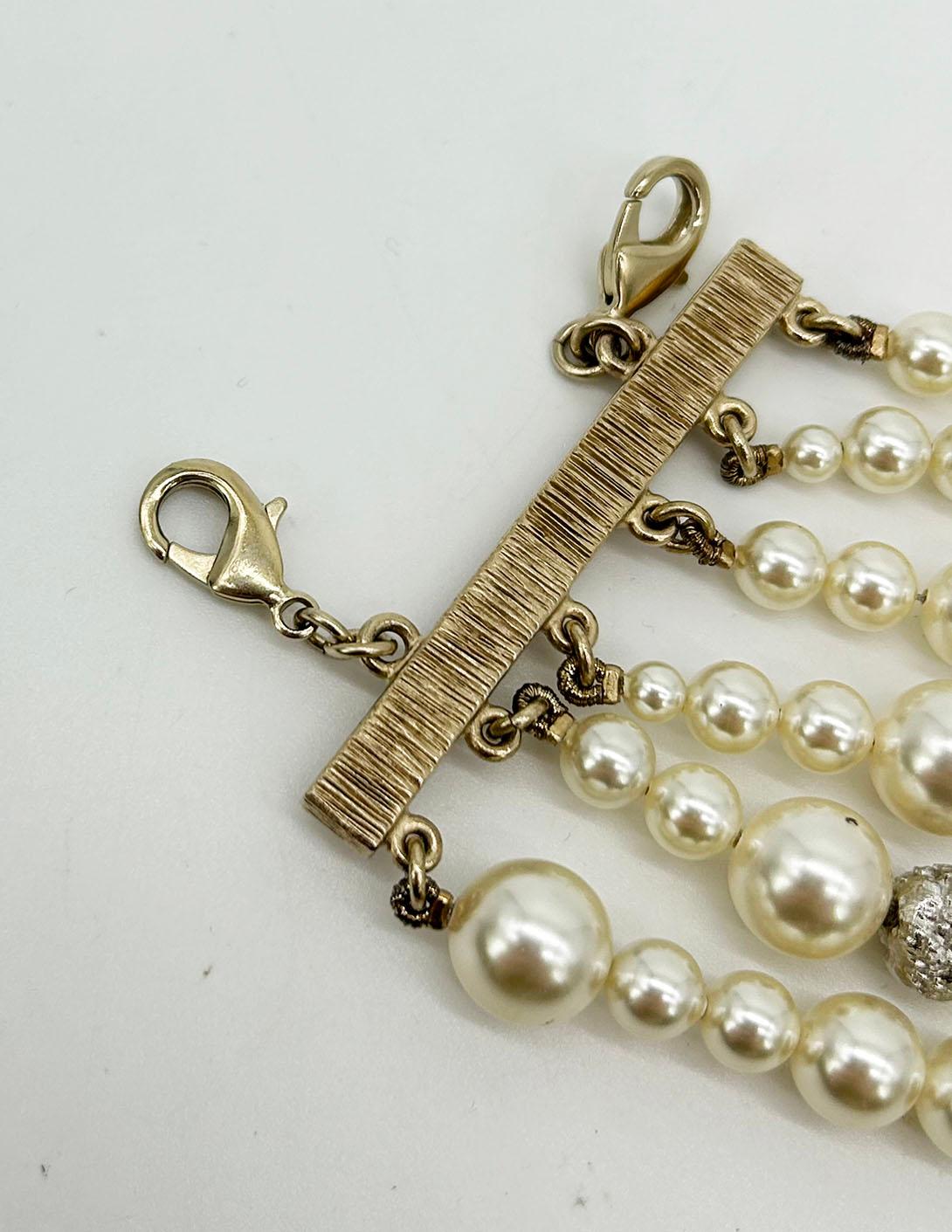Chanel Pearl Strand Charm Bracelet For Sale 2