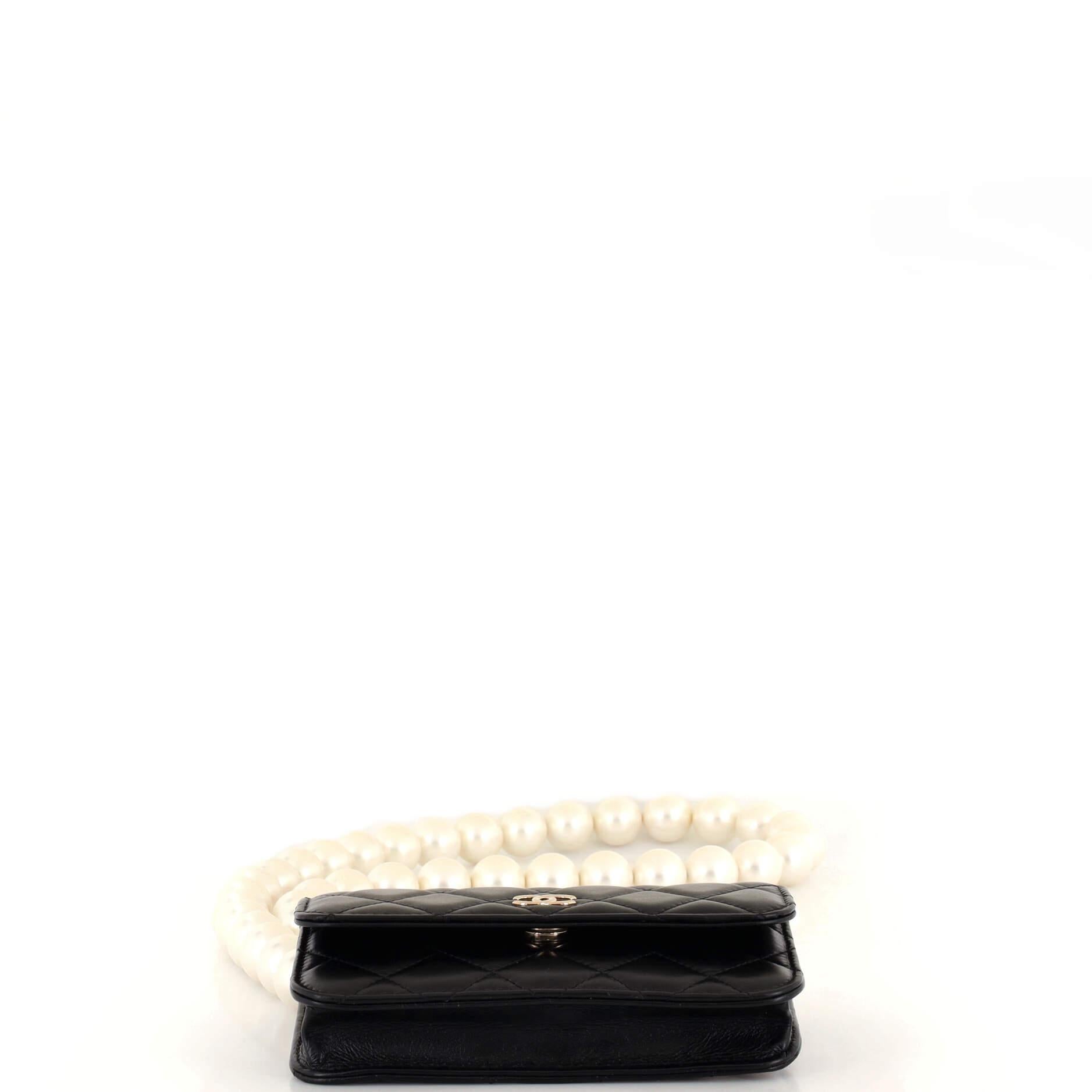 Chanel Pearl Strap CC Wallet on Chain Quilted Calfskin Mini For Sale 1