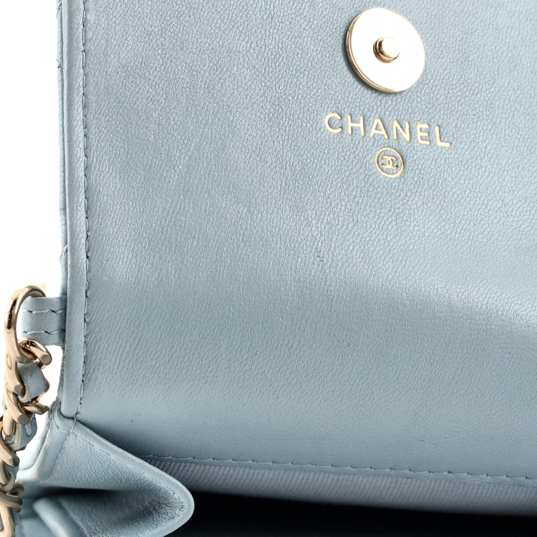 Chanel Pearl Strap Flap Card Holder with Chain Quilted Calfskin 2