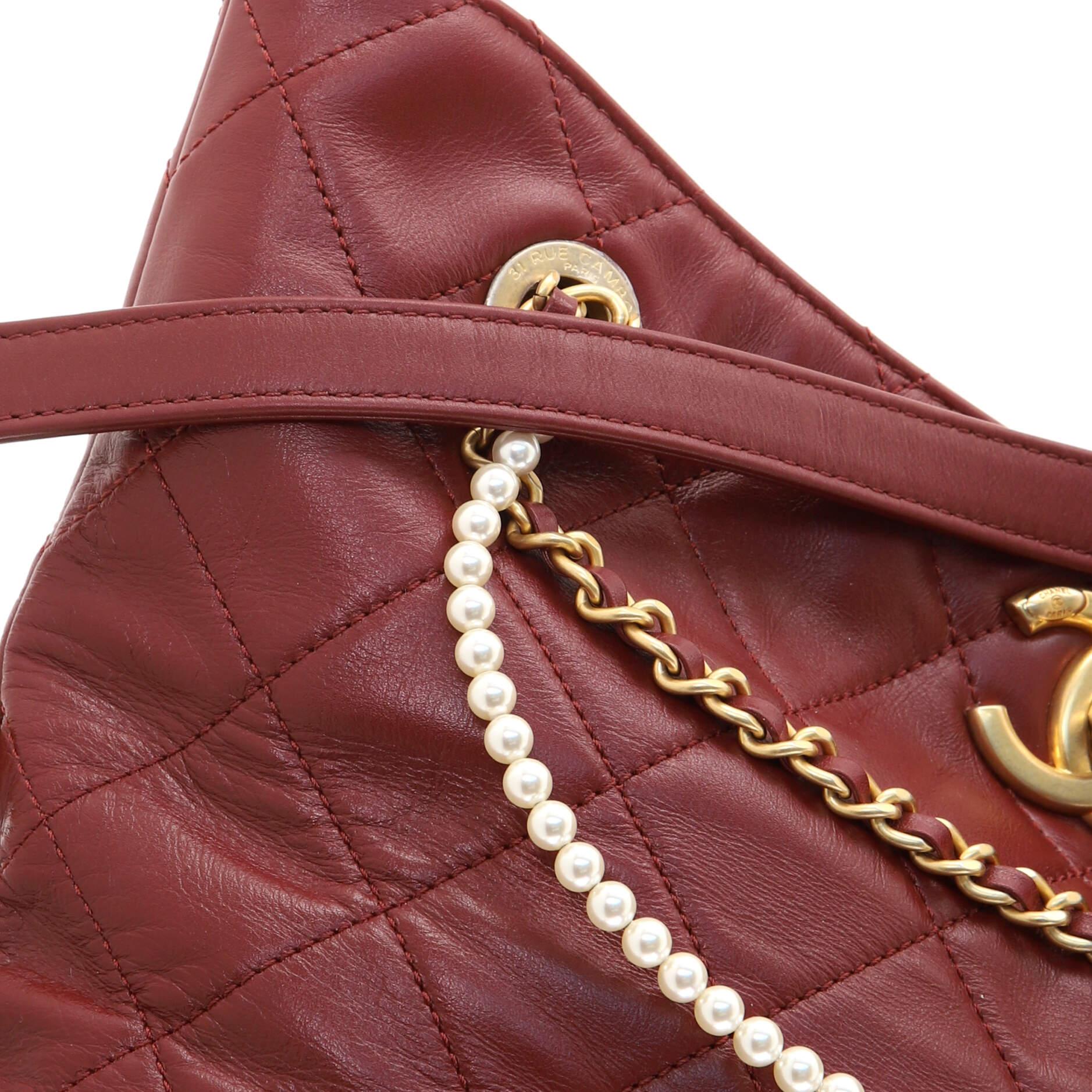 Chanel Pearl Strap Fold Over Shopping Tote Quilted Calfskin Medium 1