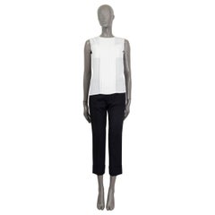 CHANEL pearl white silk 2017 PLEATED SLEEVELESS Blouse Shirt 34 XXS