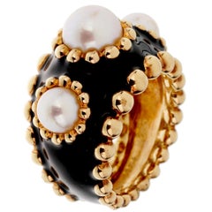 Anello da cocktail con perle in oro giallo Chanel