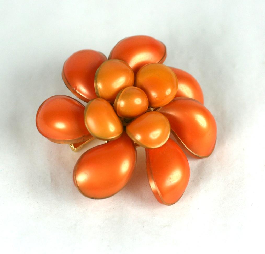 Maison Gripoix for Chanel Pearlized Coral Flower Brooch In Excellent Condition For Sale In New York, NY
