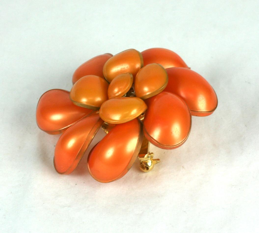 Women's or Men's Maison Gripoix for Chanel Pearlized Coral Flower Brooch For Sale