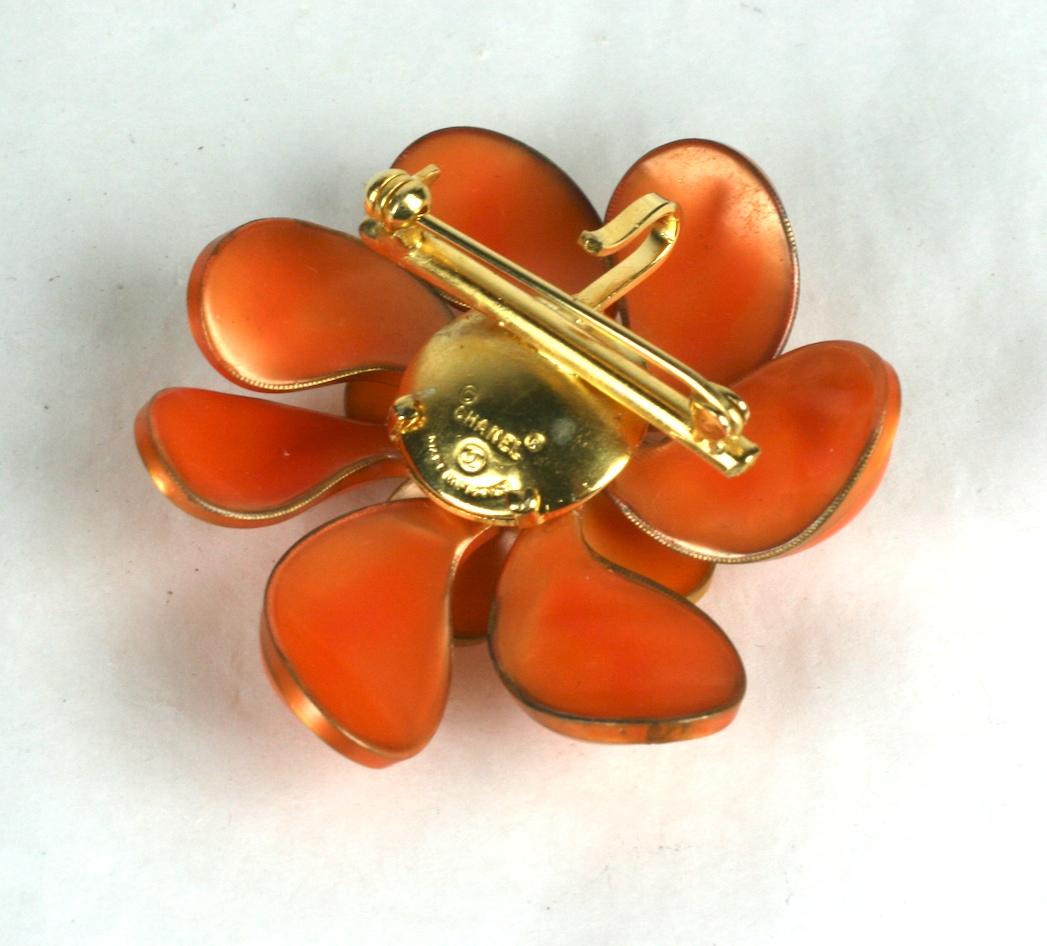 Maison Gripoix for Chanel Pearlized Coral Flower Brooch For Sale 1