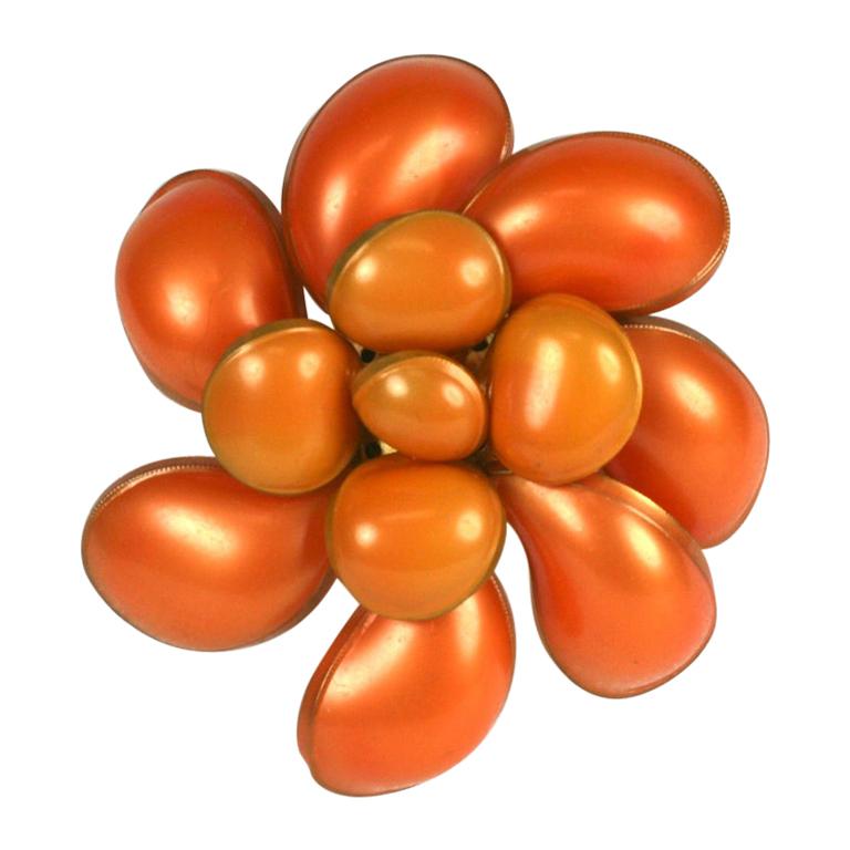 Maison Gripoix for Chanel Pearlized Coral Flower Brooch For Sale
