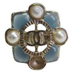 CHANEL Pearls And Blue Resin Ring
