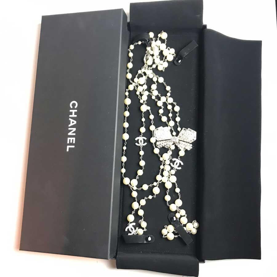 Chanel Pearls And Butterfly Rhinestones Long Necklace  2