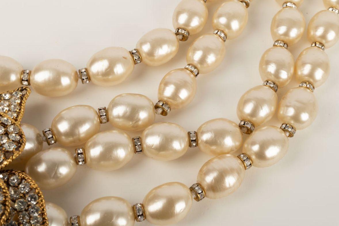 Women's Chanel Pearls and Rhinestones Camellia Necklace