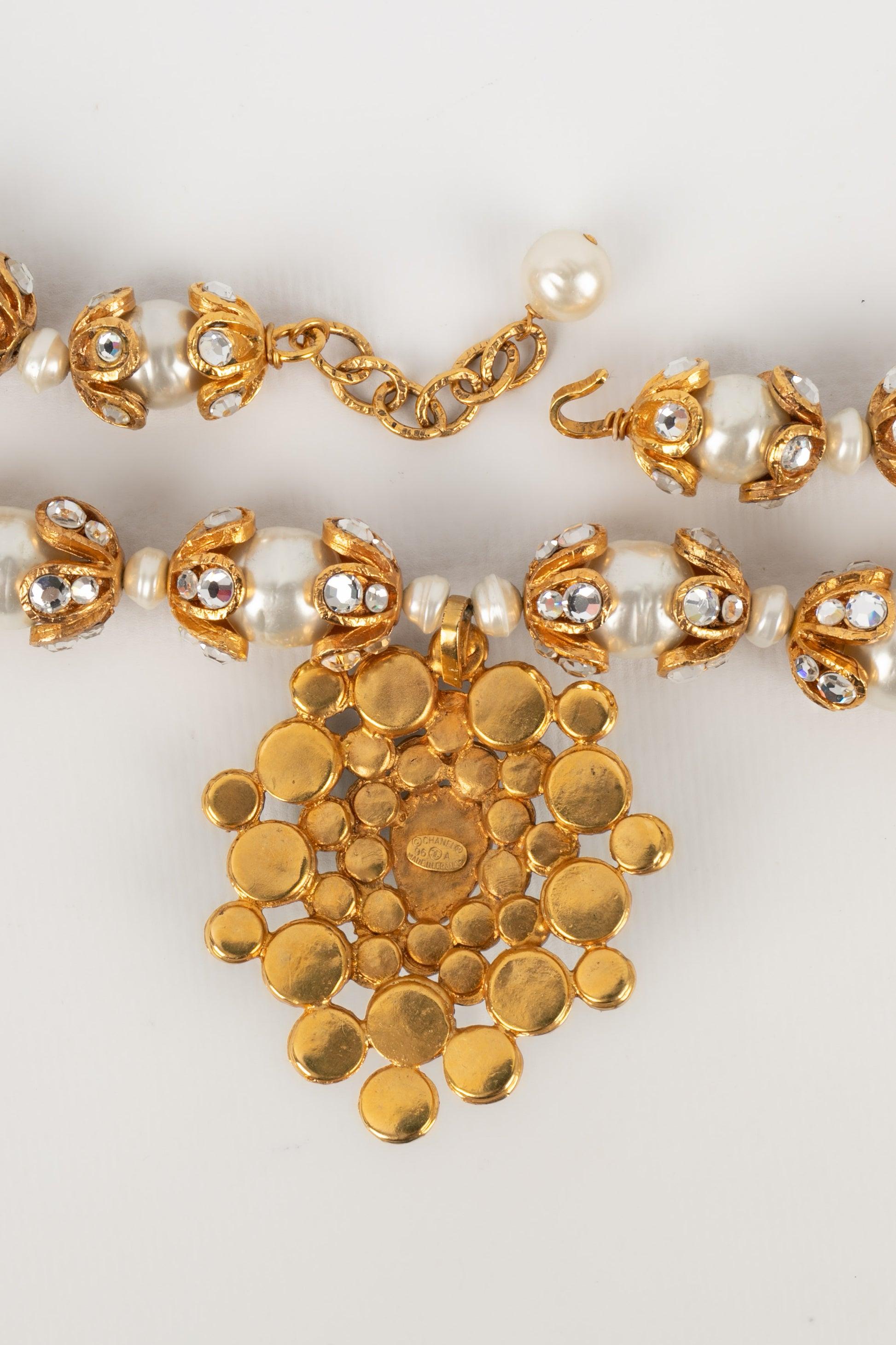Chanel Pearls and Rhinestones Necklace, Fall 1996 For Sale 2