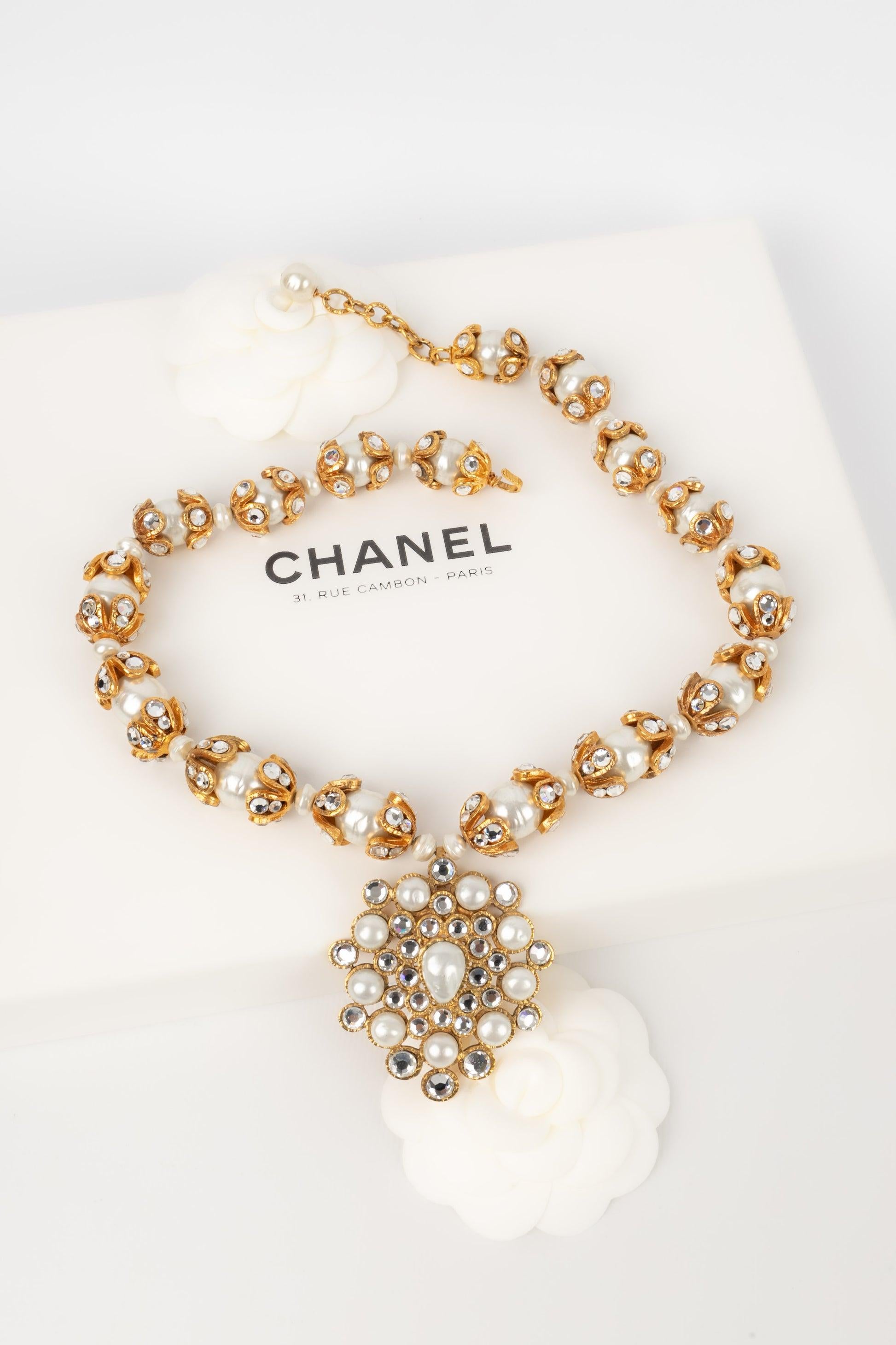 Chanel Pearls and Rhinestones Necklace, Fall 1996 For Sale 5