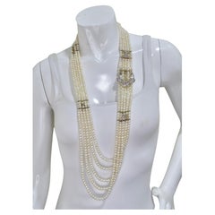 Chanel Pearls & Crystal Buckle Multi-Strand Necklace