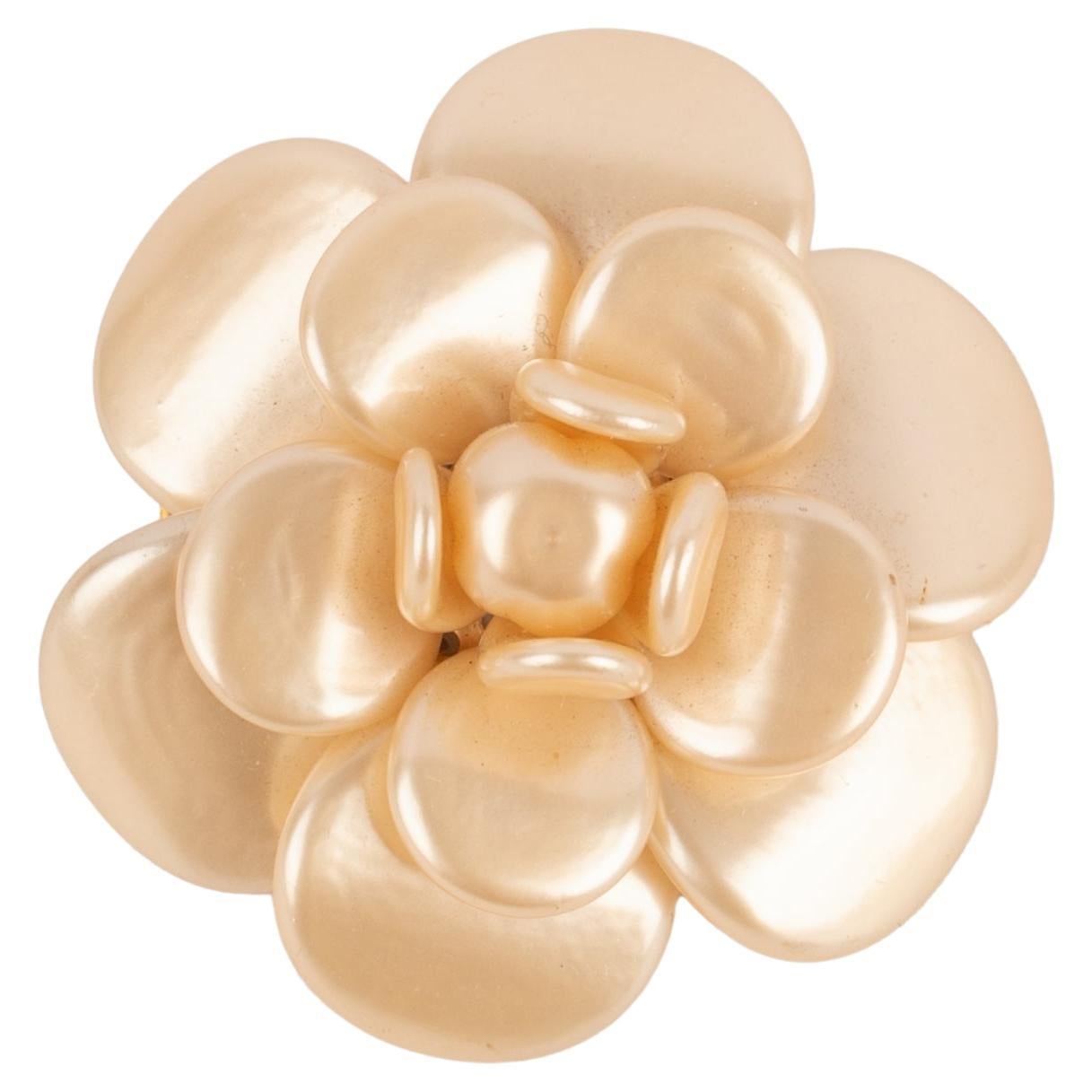 Chanel Pearly Glass Paste Camellia Brooch