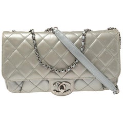 Chanel Pearly Grey Leather Flap Shoulder Bag