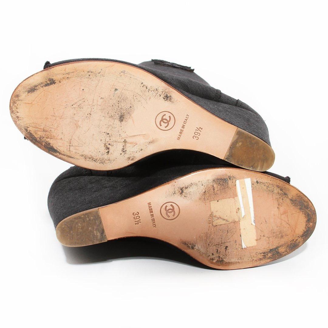 Black Chanel Peep-Toe Wedge Boot (Resort Collection)